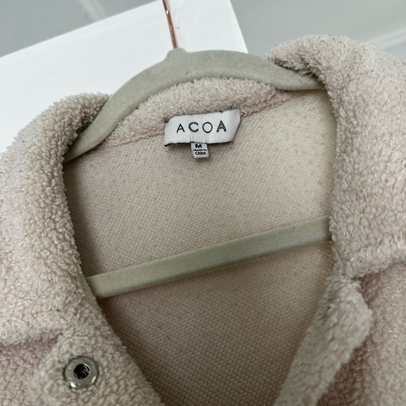 ACOA Cream Sherpa Button-Front Shacket - Picture 3 of 6